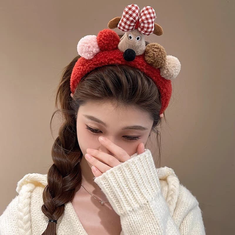 Inverno Dos Desenhos Animados Boneca Filhote De Cachorro Urso Bowknot Bandana Faixa De Cabelo Acessório
