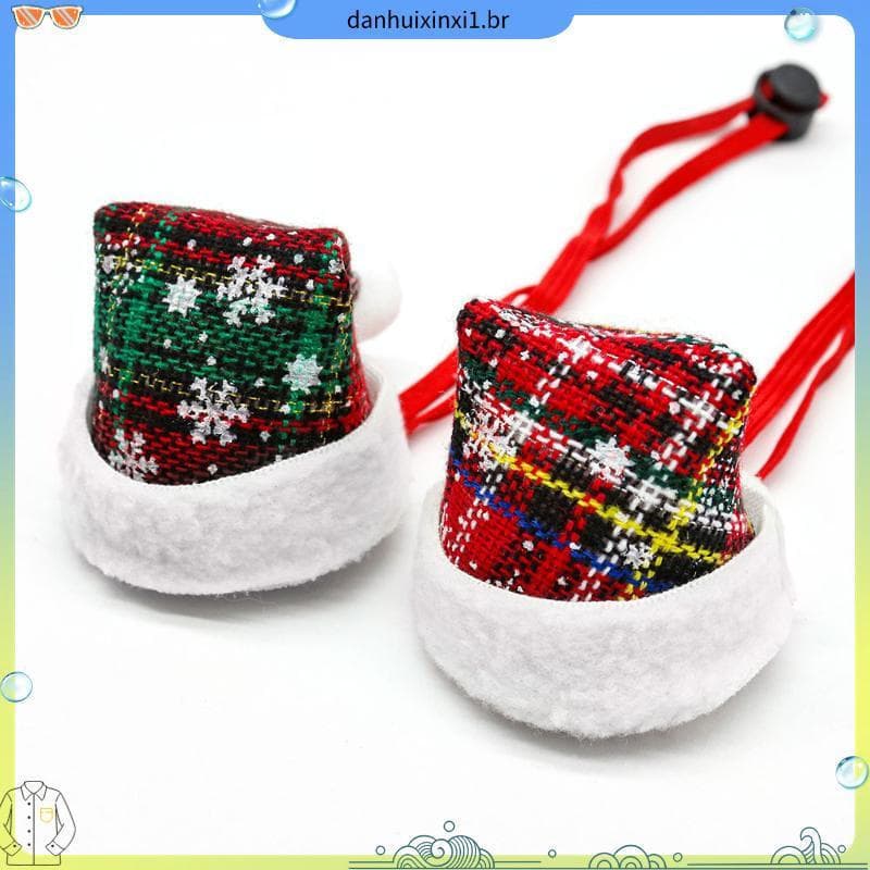 Chapéu de Natal para animais de estimação moda cachorro gato chapéu de Natal corda elástica pingente de estoque pronto20