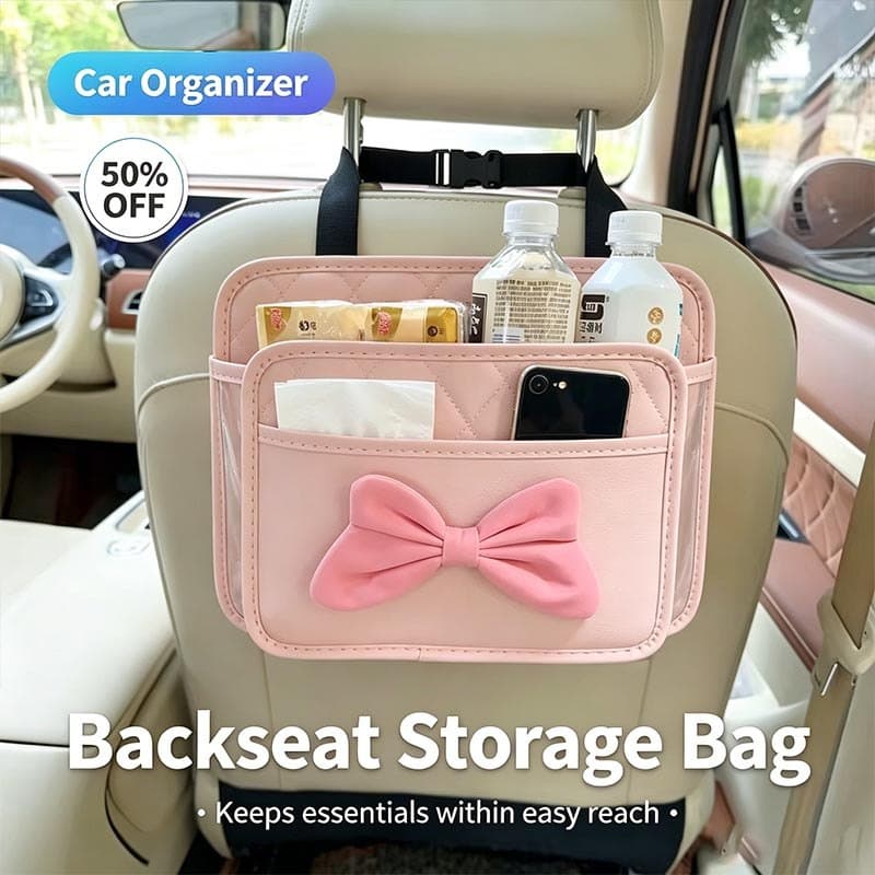Bolsa De Armazenamento Traseira De Assento De Carro Suspensa Com Decoração De Gravata Borboleta Fofa , Caixa Organizador