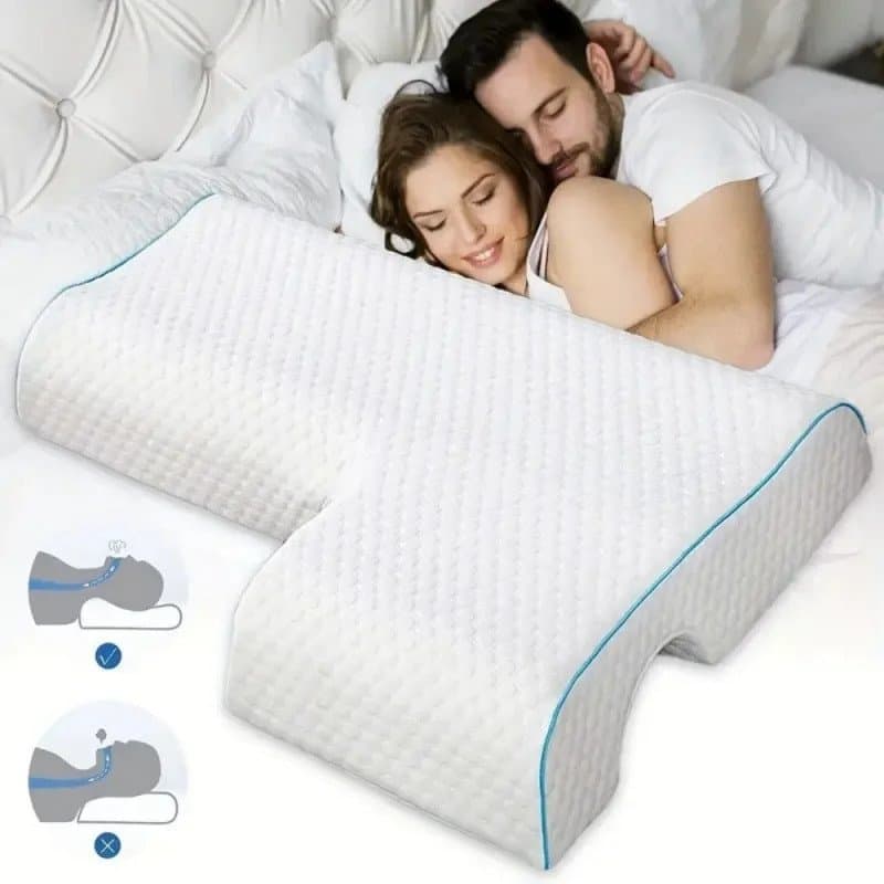 Almofada Arqueada para Casais, Espuma de Memória Respirável de Retorno Lento, Antipressão, Proteção para as Mãos, Almofa