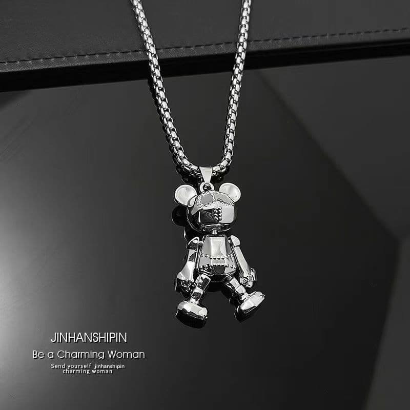 colar femenino colar Membros móvel urso colar masculino na moda Hip-Hop Punk casal crianças meninos meninas camisola cor