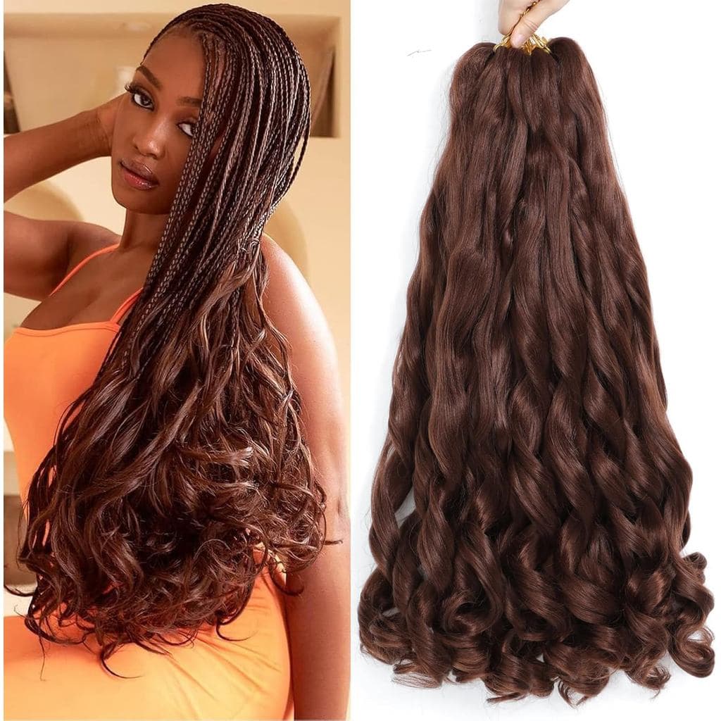 Extensões de Cabelo com Cachos Franceses para Tranças - Tranças Cacheadas Pré-Esticadas (33 # , 22 polegadas, pacote com