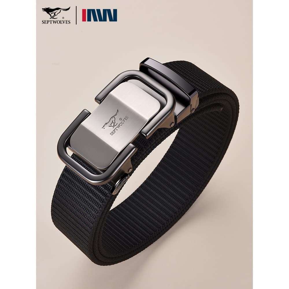 Sete lobos cinto masculino jovens lona cinto de treinamento militar fivela automática trançado náilon Casual Tren