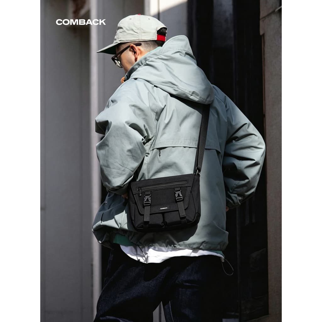 COMBACK Street Wear masculino diário saco do mensageiro funcional pequeno quadrado mochila Hip Hop Envelope ombro saco d