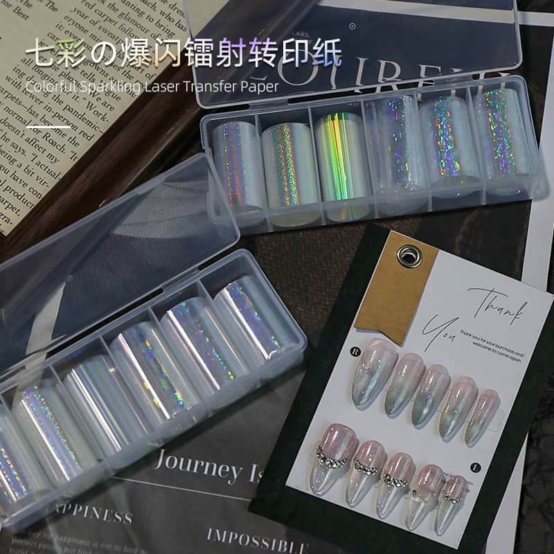 Papel de transferência a Laser estroboscópico colorido manicure novo requintado gaze tridimensional padrão de escama de