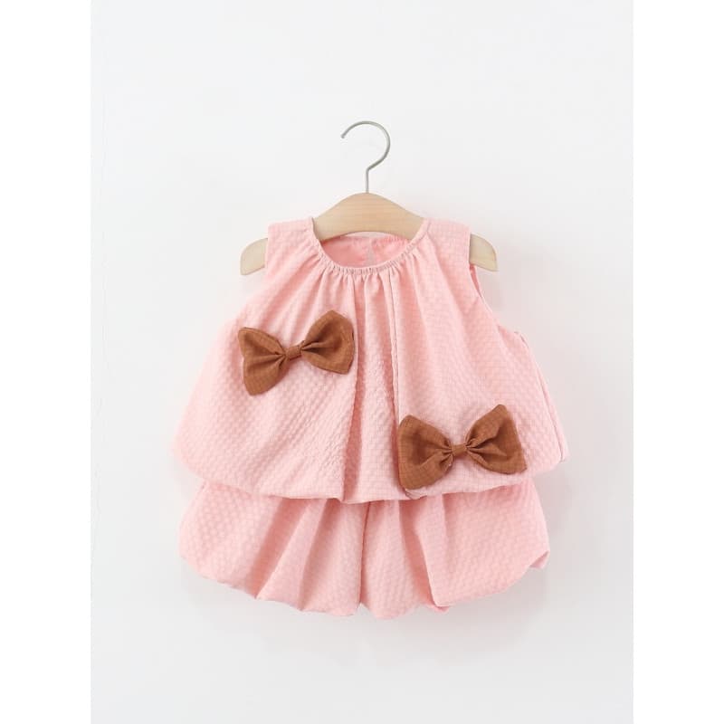Meninas terno verão novo estilo crianças moda arco colete Shorts de duas peças terno do bebê menina roupas de verão do b