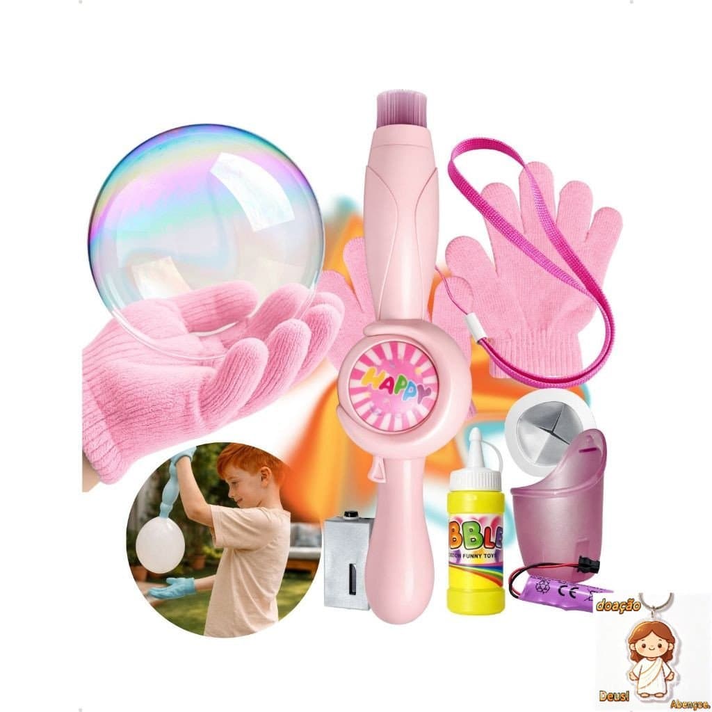 Brinquedo Máquina de Bolha de Sabão com Fumaça Neblina Brinquedo Bolinha de Sabão Com Luvas