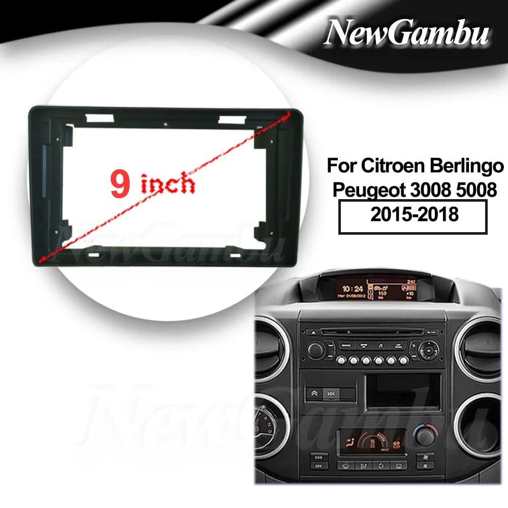 - Para 2015-2018 Citroen Berlingo Peugeot Parceiro Android Navegação Rádio Quadro Painel Moldura Guarnição