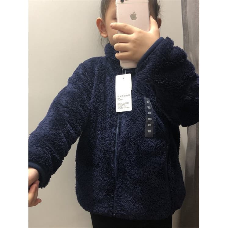 Roupas infantis japonesas únicas/meninos/meninas de lã Polar com zíper de manga comprida jaqueta de berinjela infantil c