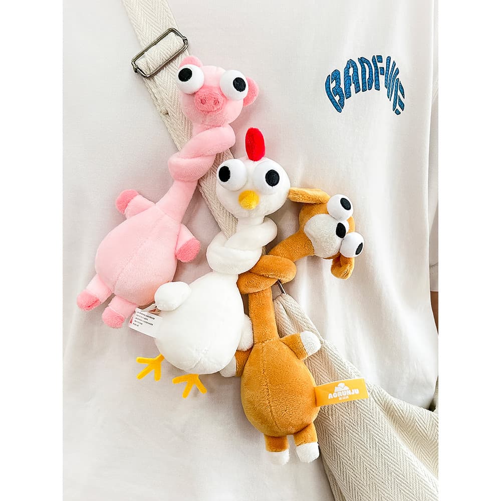 Genuíno longo pescoço série boneca de pelúcia abstrato engraçado Muppet brinquedo pingente acessórios divertidos present