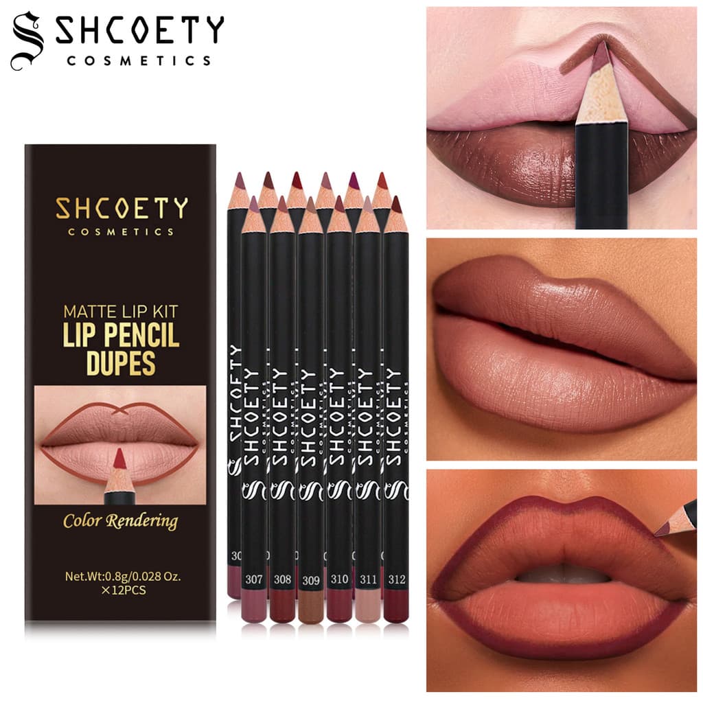SHCOETY12 Color Lip Liner Set Nude Matte Batom Maquiagem de longa duração e sem marcação no atacado