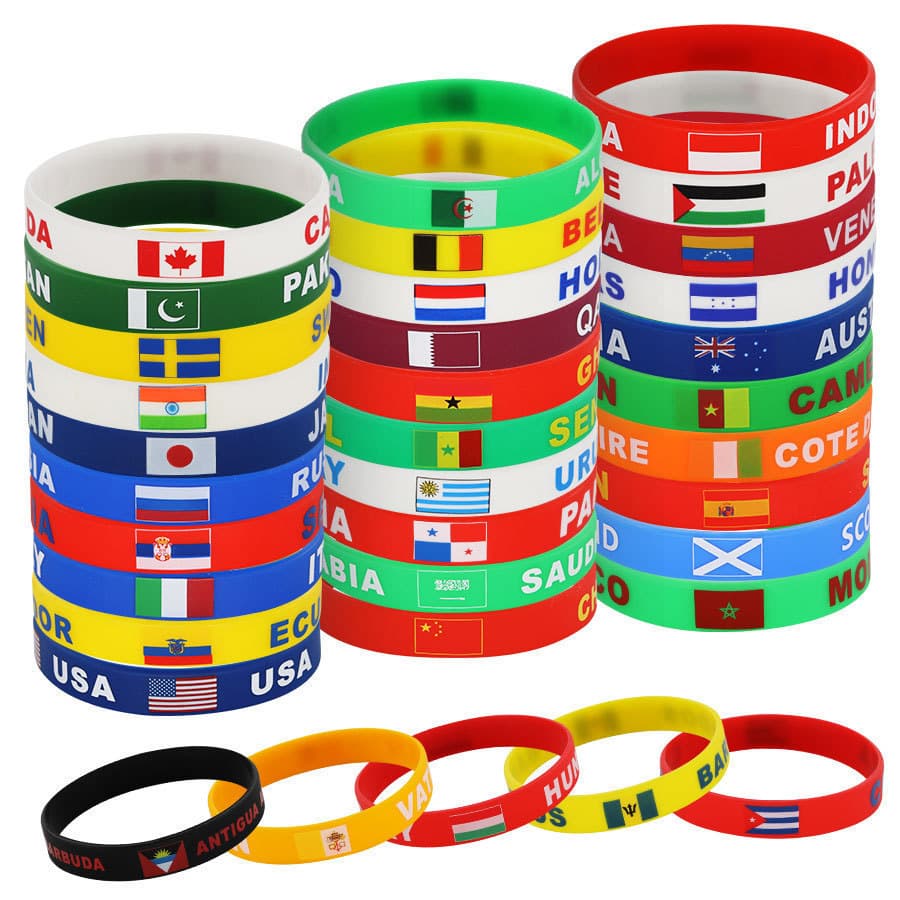 Pulseira de Silicone com Bandeira Nacional da Copa do Mundo 2026, Pulseira do Brasil, Presente para Fãs, Souvenir, Merch