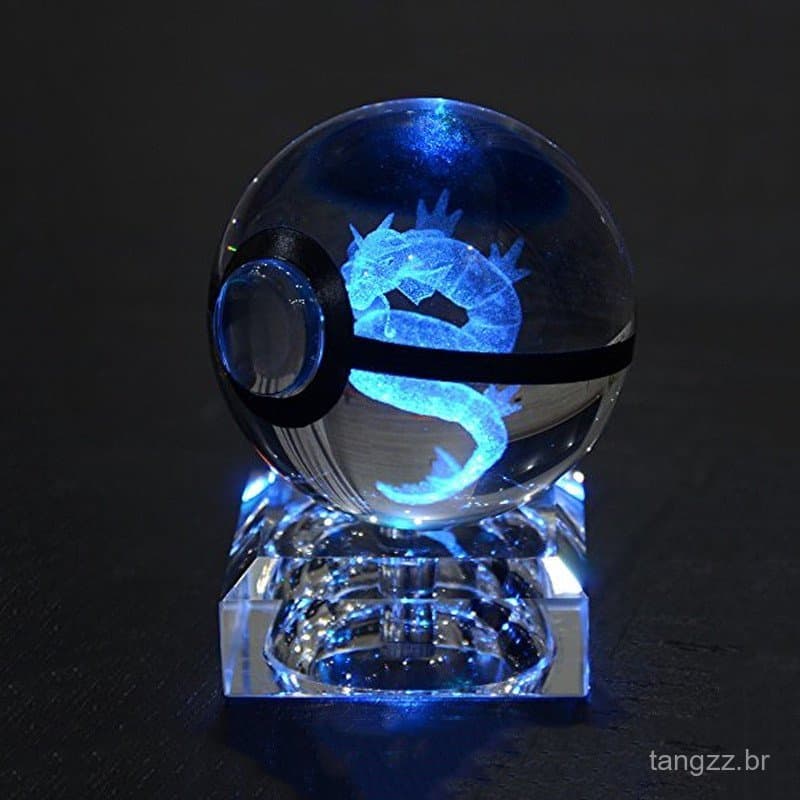 Luz LED 3D Pokemon Bola De Cristal Noite Lâmpada Brinquedo Mewtwo Pikachu Estatueta Brinquedos Personalizado Decoração P
