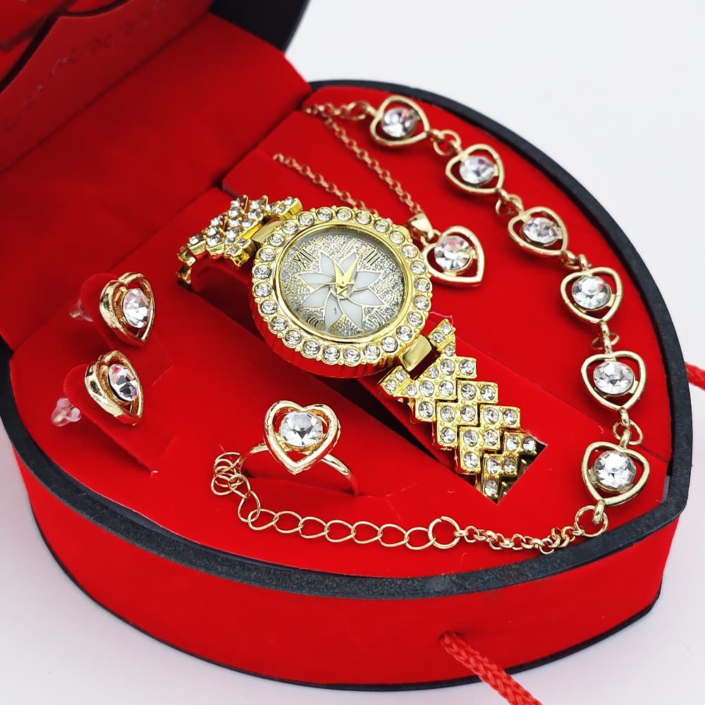 Relógio feminino na moda relógio feminino conjunto de jóias moda jóias diamante-cravejado inglês relógio feminino jóias