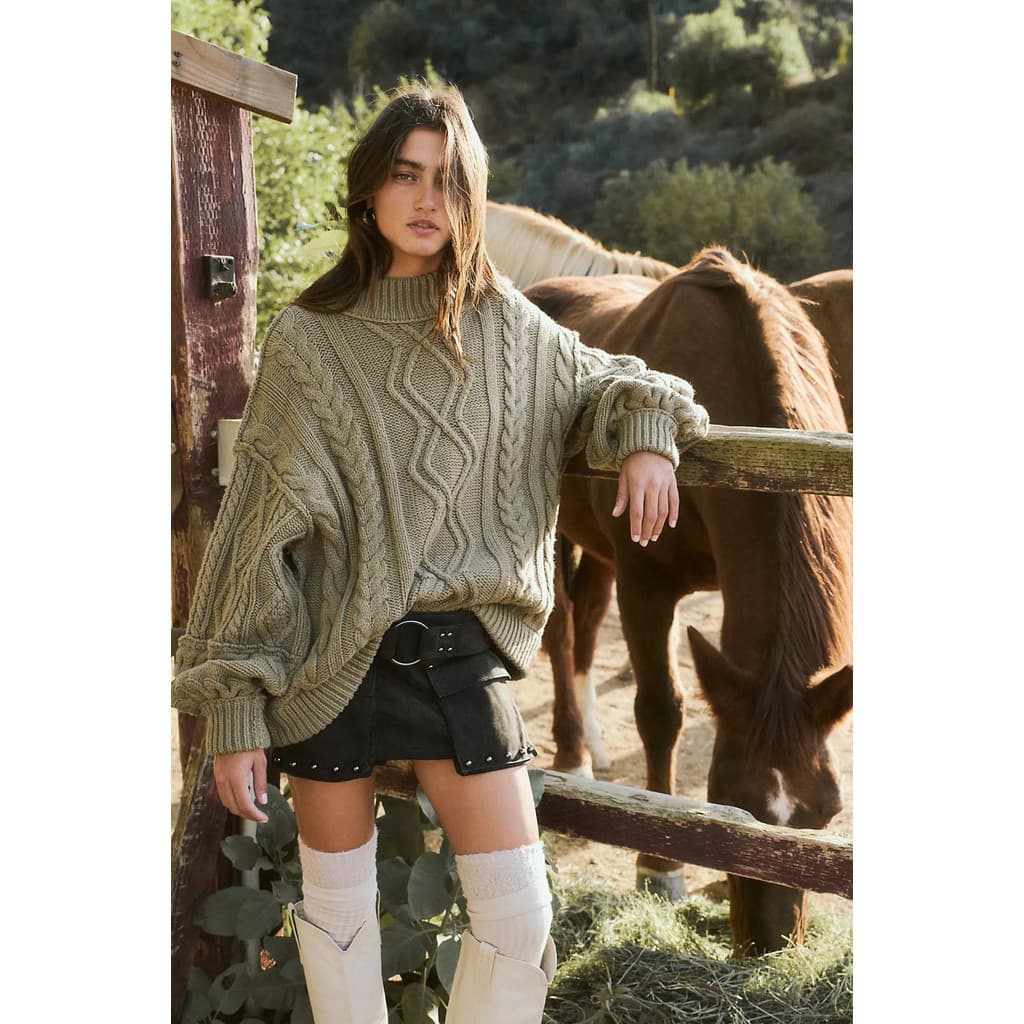 H HMK HMK FP Puro Original Feminino Solto Grosso Outono Inverno Gola Redonda Lã Misturada Suéter Torcido