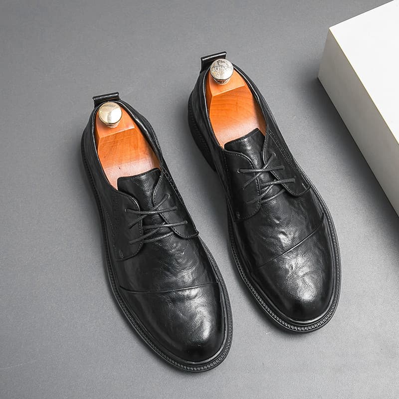Sapatos de couro de três articulações masculino padrão de embreagem aumento interno estilo britânico negócios Formal Wea