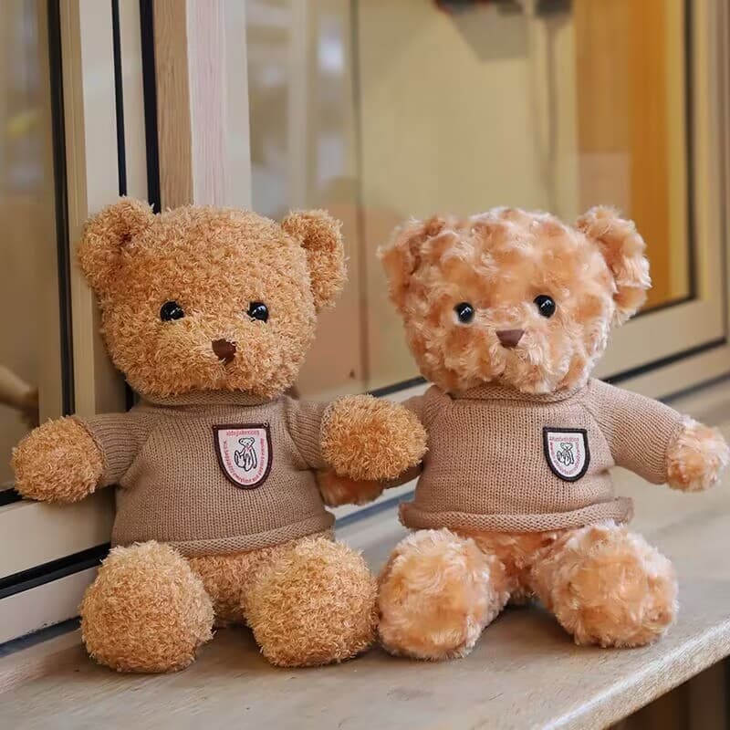 Camisola urso de pelúcia pequeno urso boneca brinquedo de pelúcia chão empurrar boneca anel presente do dia dos namorado