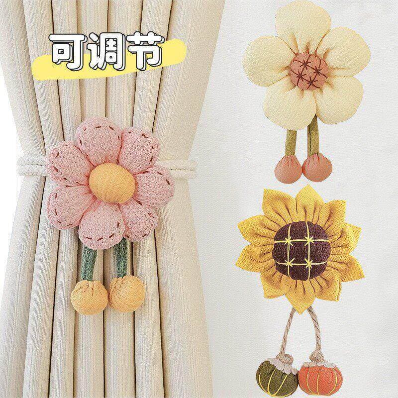 Correias de cortina empacotadas Push-Up corda bonito dos desenhos animados girassol flor clipe gravata corda casa bens d