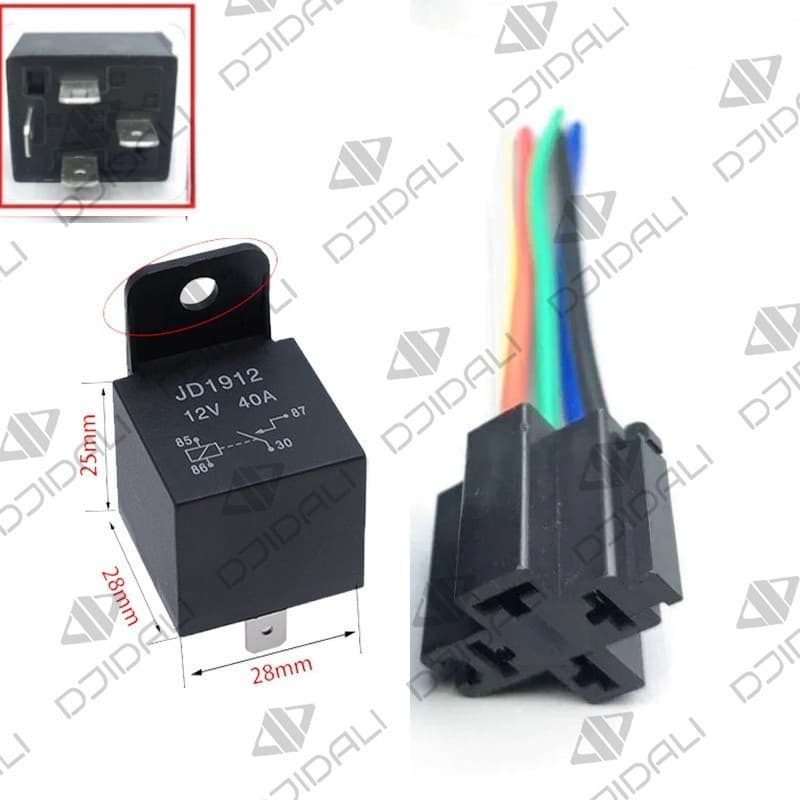 JD1912 12V SPDT 4Pin 5Pin Relé Com Chicote Tomada Para Carro Van Motocicleta Barco SPST Relés Elétricos Automotivos
