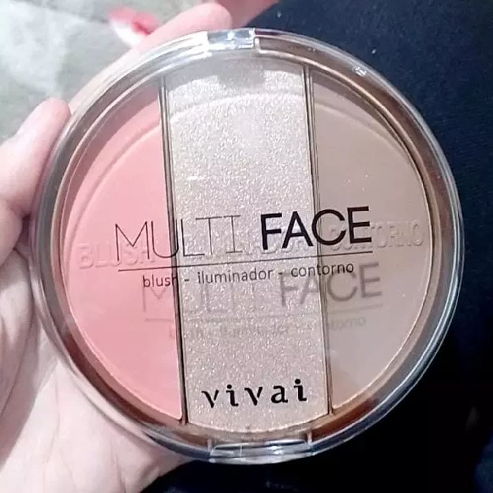 Paleta Multifuncional Vivai Multi Face Blush Contorno Iluminador 3 em 1 Maquiagem Facial