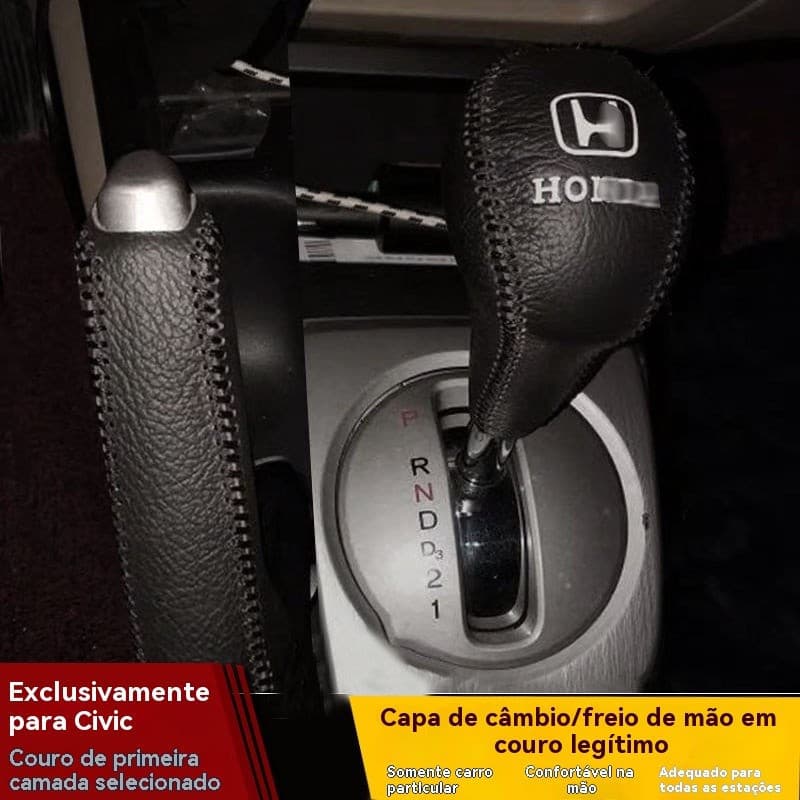 Capa de couro para a alavanca do freio de mão automático do Honda Civic de oitava e nona geração 2I1D 3941