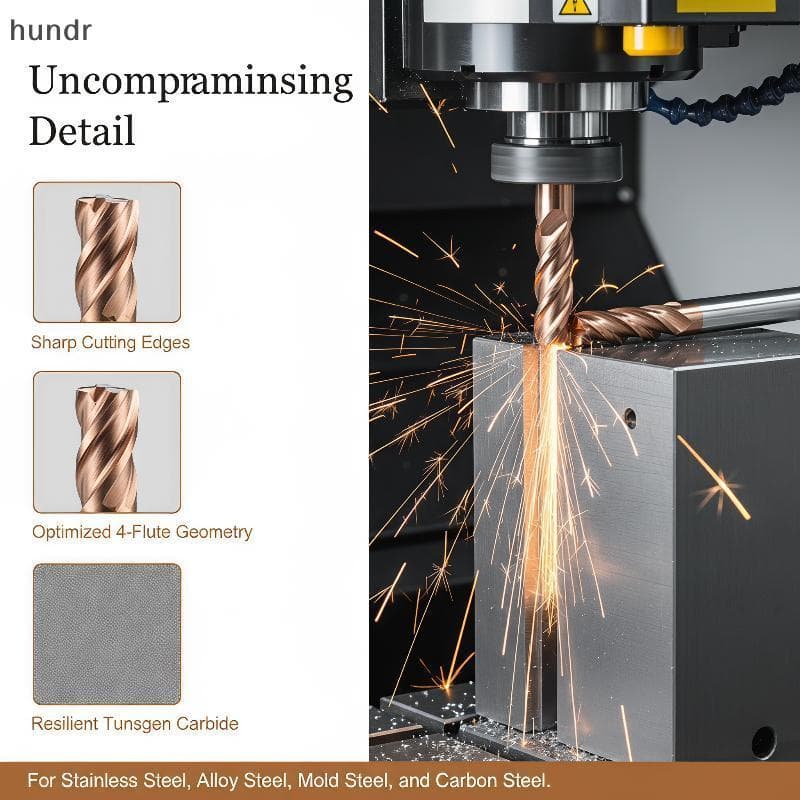 [hundr] Fresa De Carboneto De Aço De Tungstênio De Alto Desempenho Tipo De Flauta Nano Revestida Para Máquinas CNC Corte