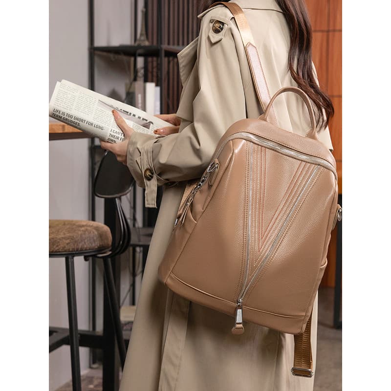 Muzi Street 2026 novo estilo mochila feminina grande capacidade High-End bolsa feminina preto simples senhoras moda moch