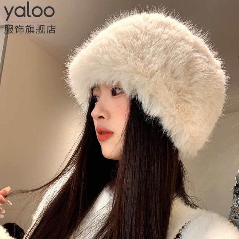 Yalu feminino outono inverno chapéu de balde de pelúcia moda quente balde chapéu engrossado grande circunferência da cab