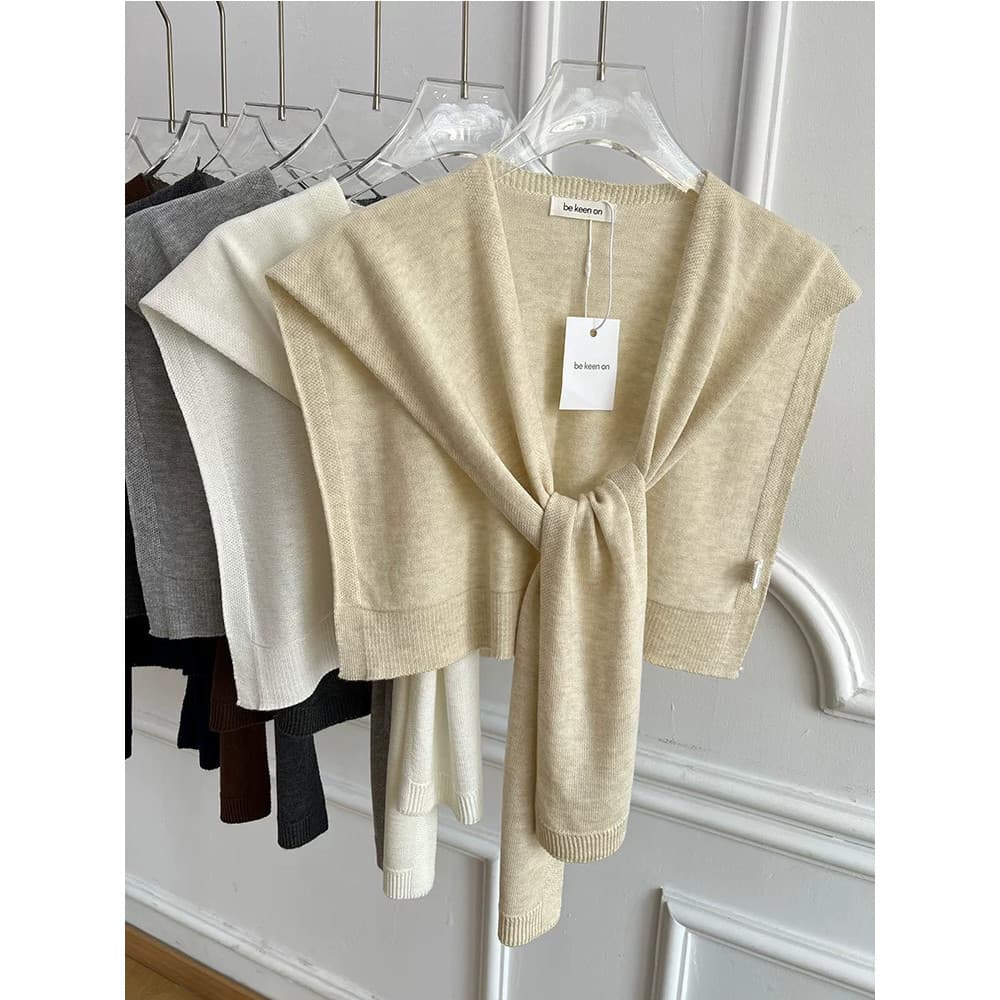 All-Match quatro estações estilo fino cor sólida exterior francês pequeno xale colete decorativo feminino sentimento de