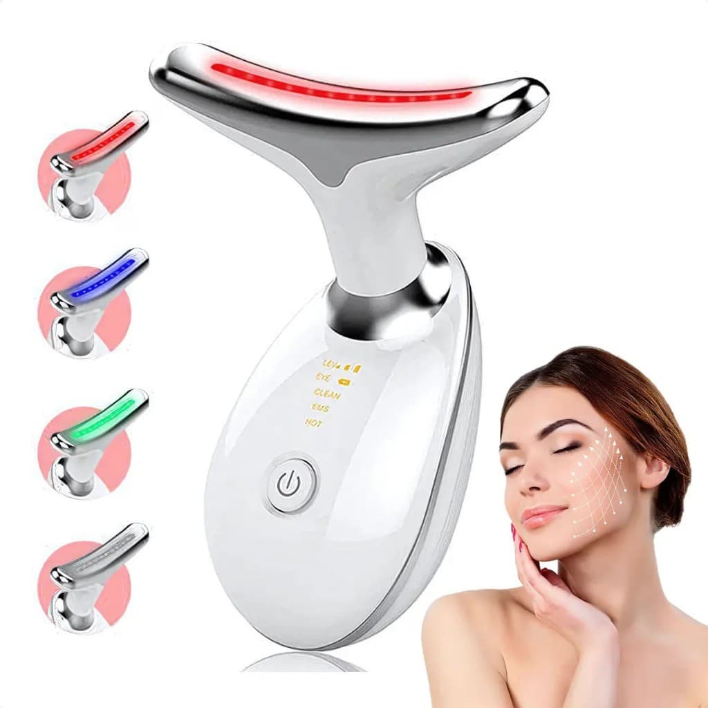 Massageador De Pescoço e Rosto LED Vibração Fototerapia Para Rejuvenescer Firmeza Anti-Rugas