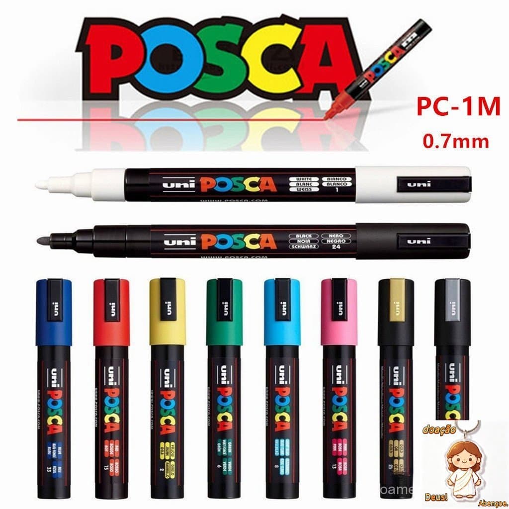 Posca Caneta Graffiti PC-1M PC-3M PC-5M Ponta Média 0.7mm-2.5mm Papelaria de Arte Para Escola/Escritório Caneta Posc