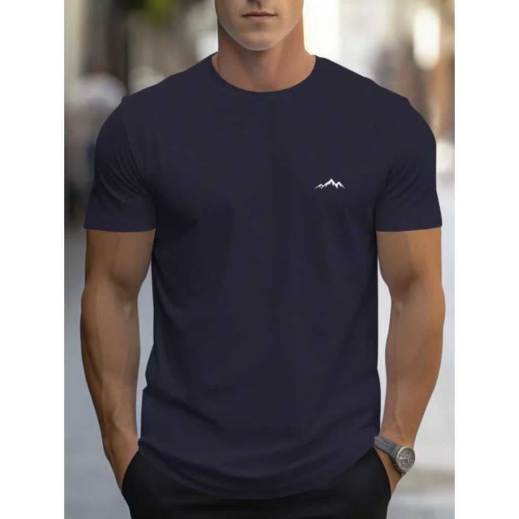 Camiseta Camisa Masculina Estampa Montanha Básica Dia a Dia Tecido  100% Algodão