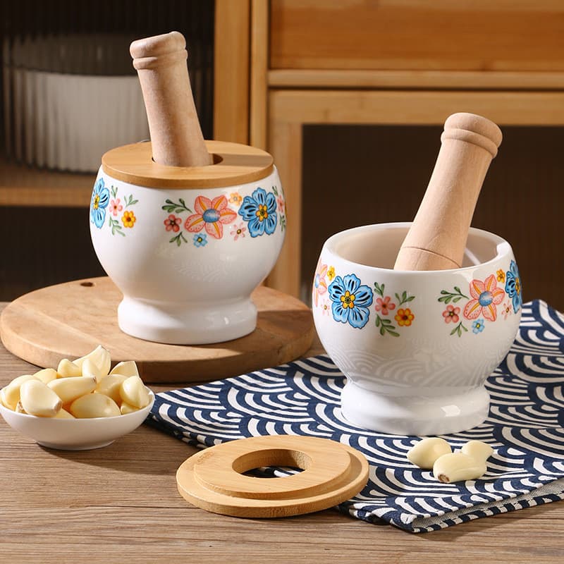 Pote de cerâmica rei cerâmica alho masher pedra argamassa Manual alho argamassa doméstico masher mão-pressionado alho de