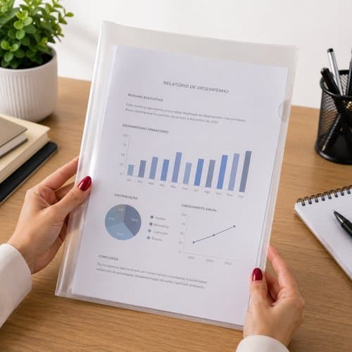 Kit 10 Pastas Transparentes L Protecao Organização Arquivo Documentos Escritório