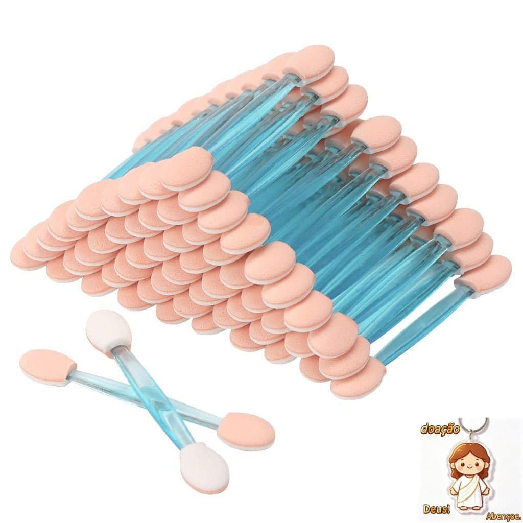 100pcs Sombra De Esponja Profissional Para Unhas Cabeça Dupla Pincéis De Pó De Aplicador De Ferramentas De Maquiagem Fem