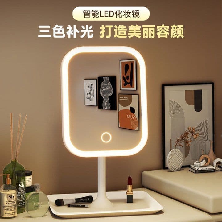 Led influenciador espelho de maquiagem luz preenchimento espelho com luz dormitório estudante Desktop portátil espelho d
