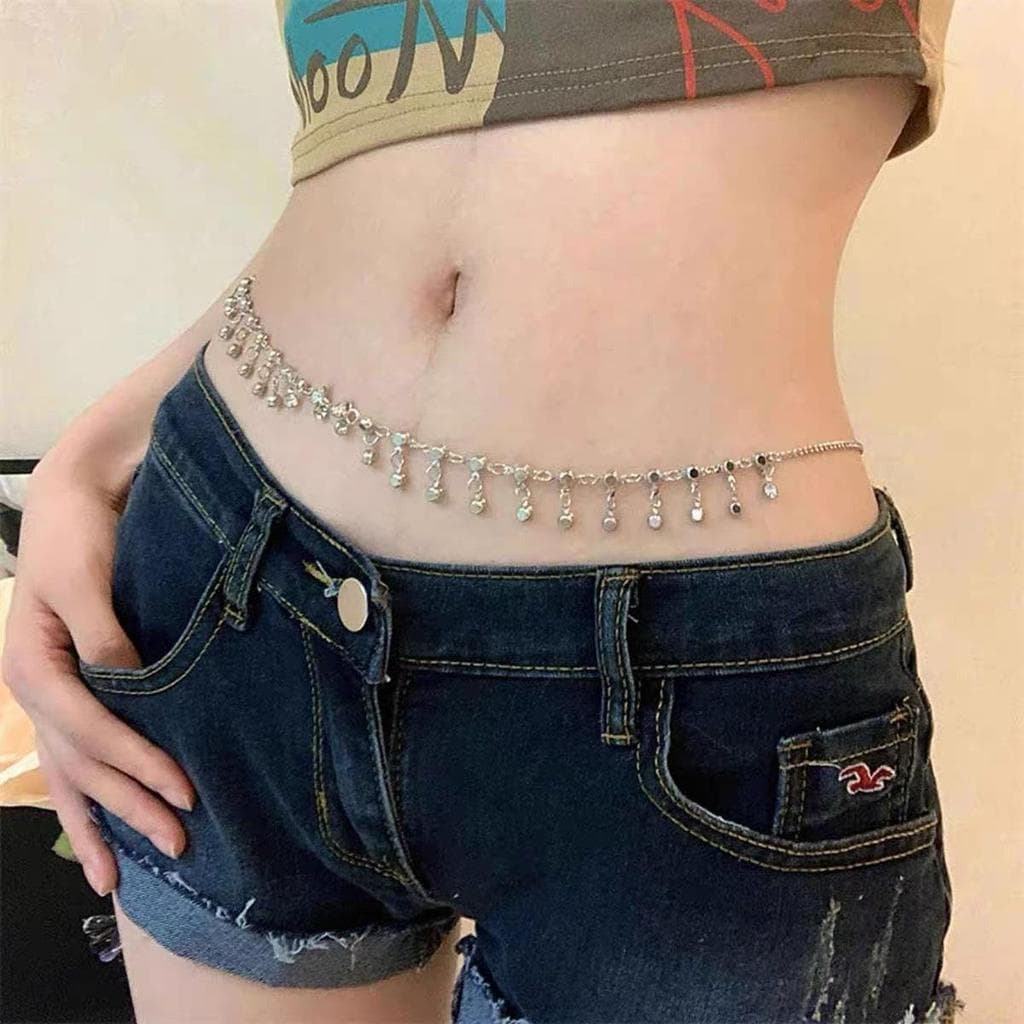 Corrente de cintura de strass feminina decoração de verão corpo fino corrente combinando saia colar tornozeleira cinto s