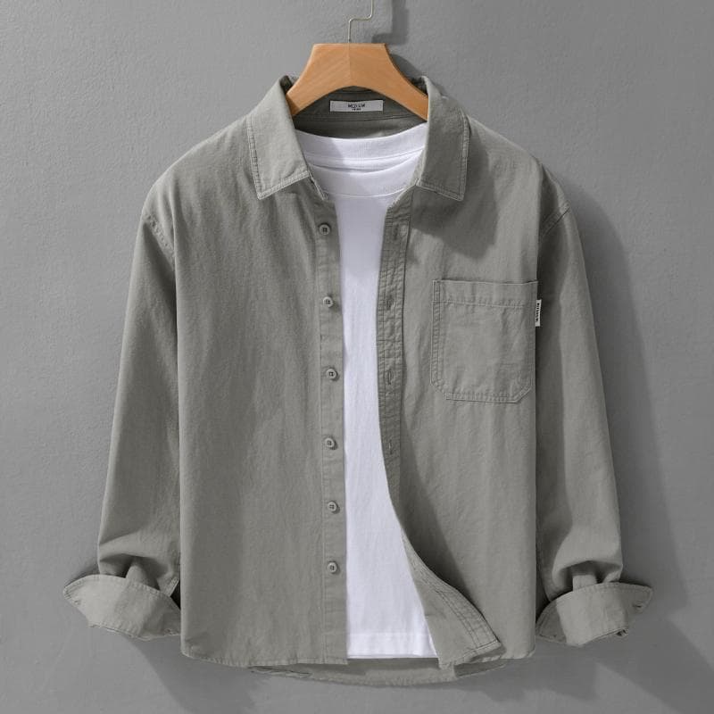 Camisa de algodão puro masculina de manga comprida Casual solta simples Commuter primavera outono estilo inverno All-Mat