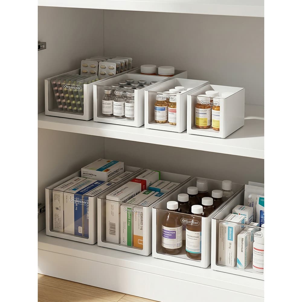 Caixa de armazenamento de medicamentos para uso doméstico, caixa de armazenamento de medicamentos Visual, primeiros soco