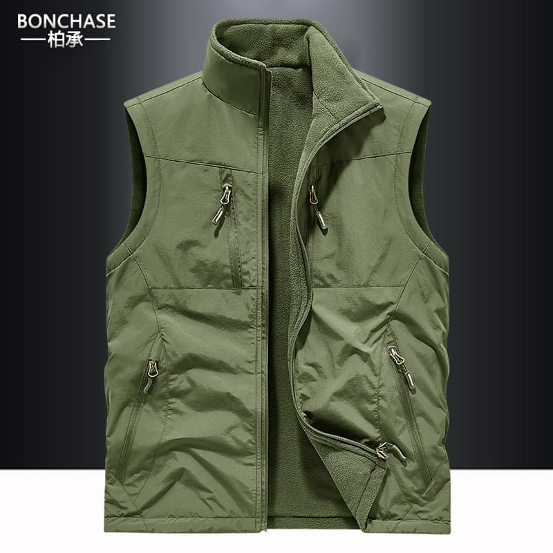 Colete masculino outono inverno novo estilo ferramentas dupla face usar colete masculino Casual colete de pesca ao ar li