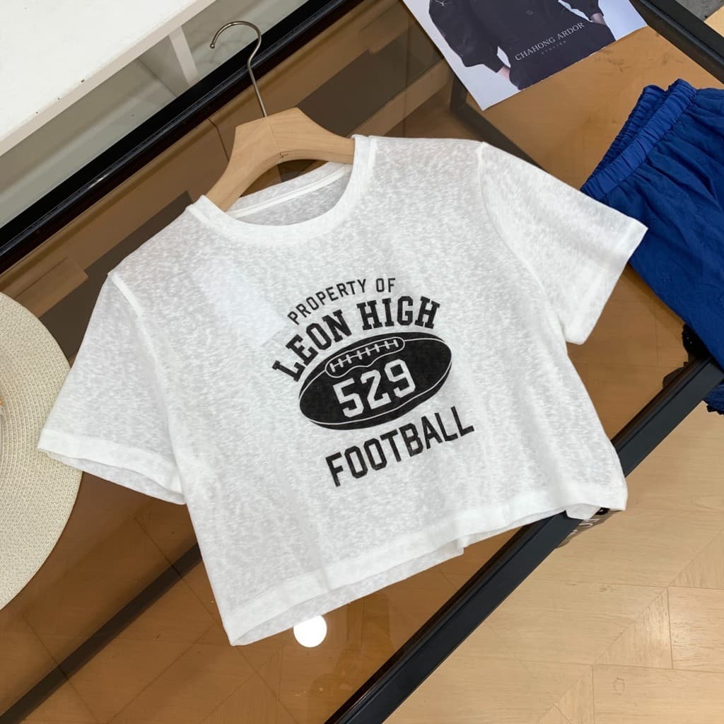 Retro carta impressa em torno do pescoço de manga curta camiseta solta mais magro olhar Casual Commuter topo H#5