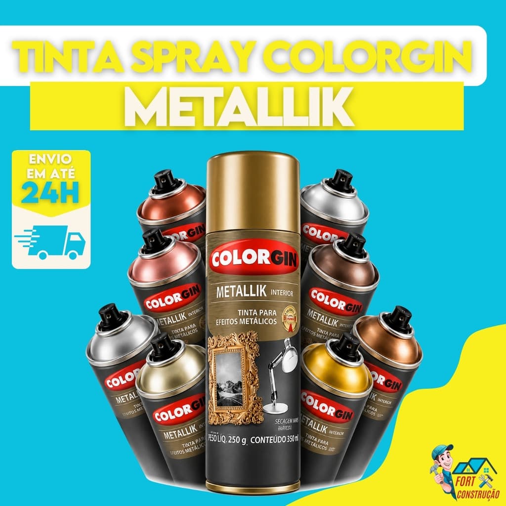 Tinta Spray Metallik Colorgin 350ml Em Cores Para Decoração E Artesanato 350ml