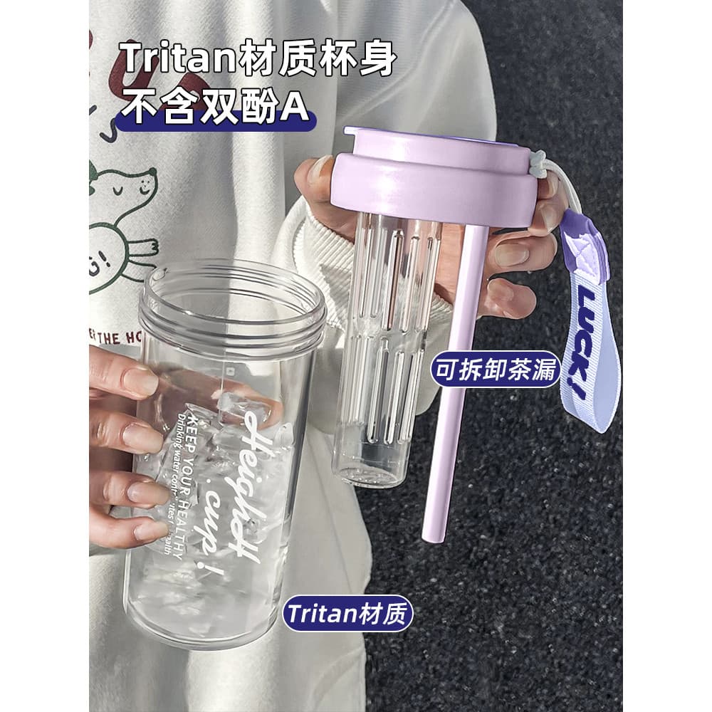 Copo de água 2024 novo estilo feminino portátil copo de palha verão resistente a altas temperaturas copo de chá de plást