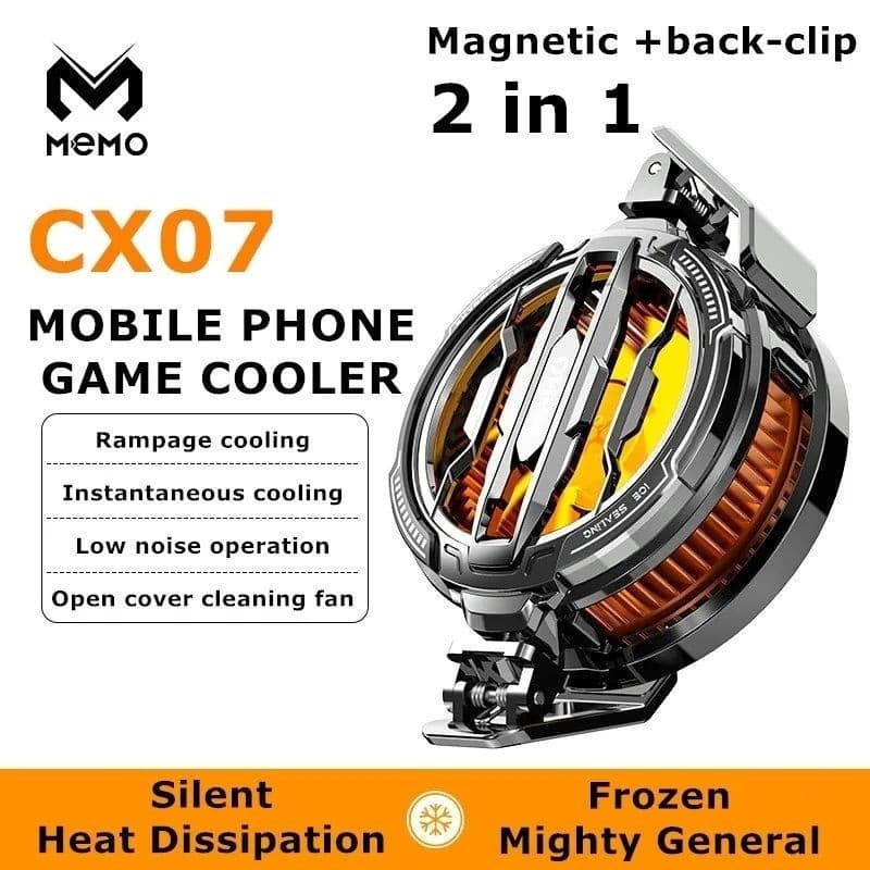 Novo Cooler para Telefone CX07 com design magnético para celulares e tablets de jogos móveis. Magnético e com clipe tras