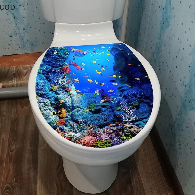 [YMC] 1 Peça 3D Assento De Vaso Sanitário Parede Stier Art Papel De Decalques De Banheiro Autoadesivo Removível Tampa Ac