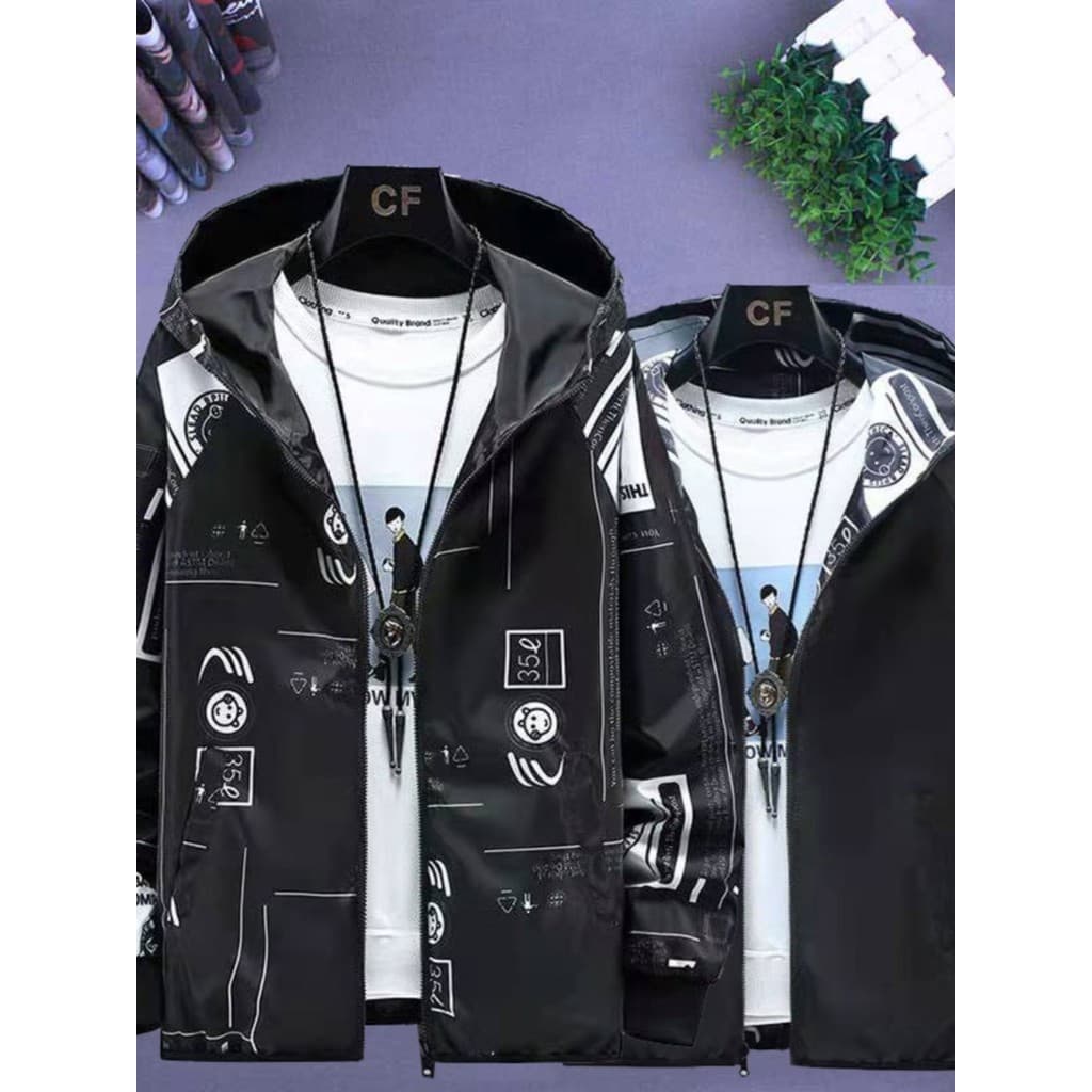 Primavera jaqueta dupla face masculina primavera outono versão coreana na moda dupla face Wear All-Match jaqueta solta b