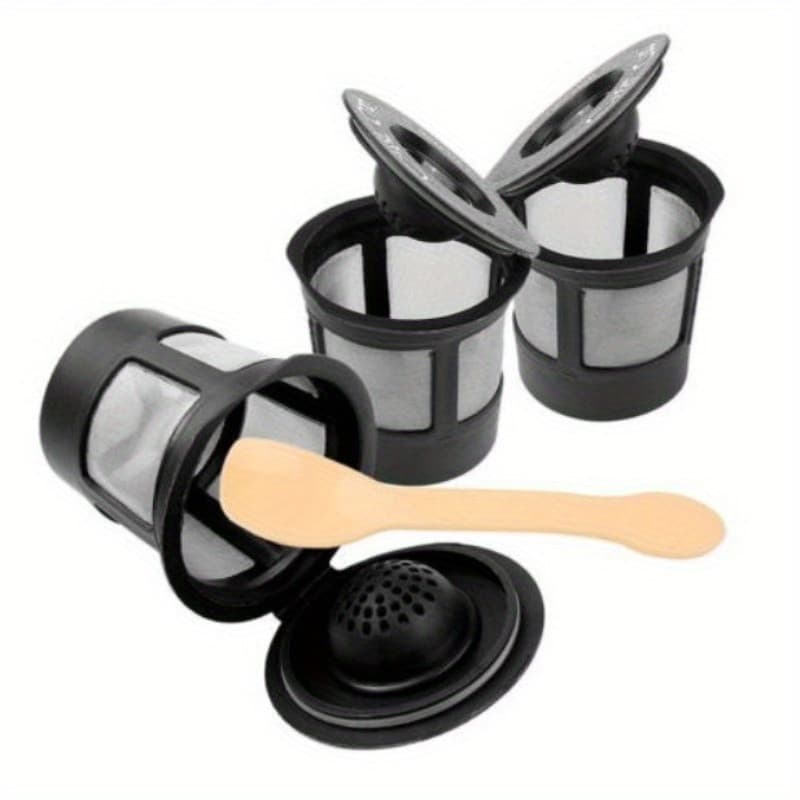 Copo De Filtro De Cápsula De Café De Malha Recarregável , 4 Unidades , Ecológico , Reutilizável , Com Colher
