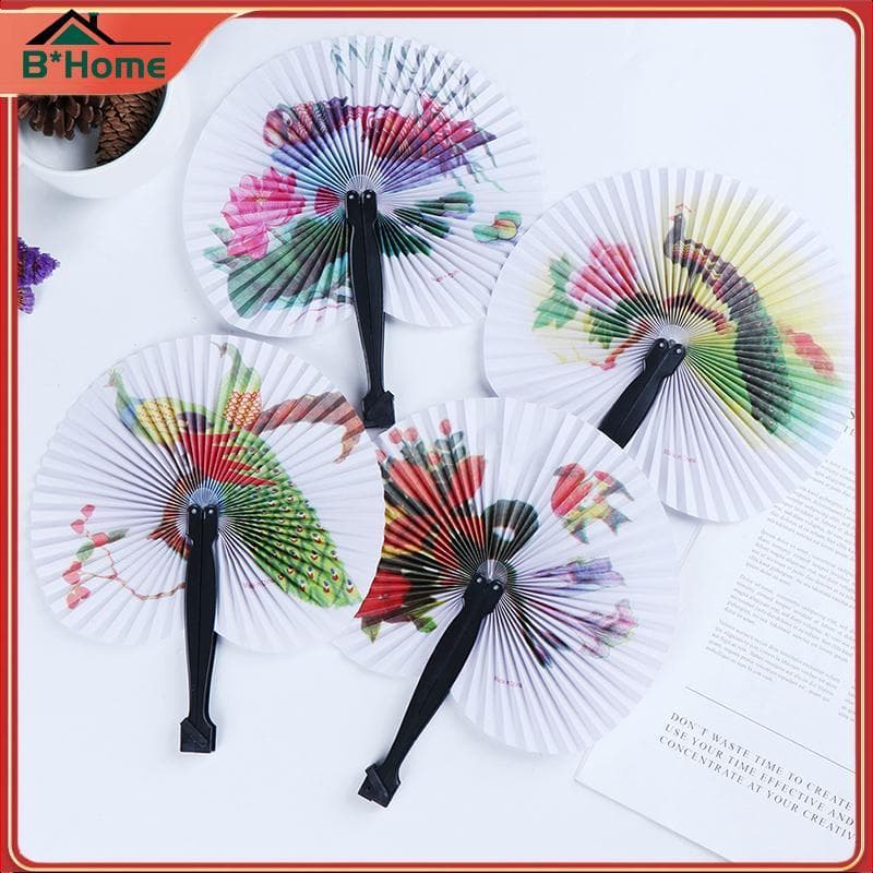 BHTH Ventilador Portátil De Verão De Mão Dobrável Em Papel Impresso Decorativo ~