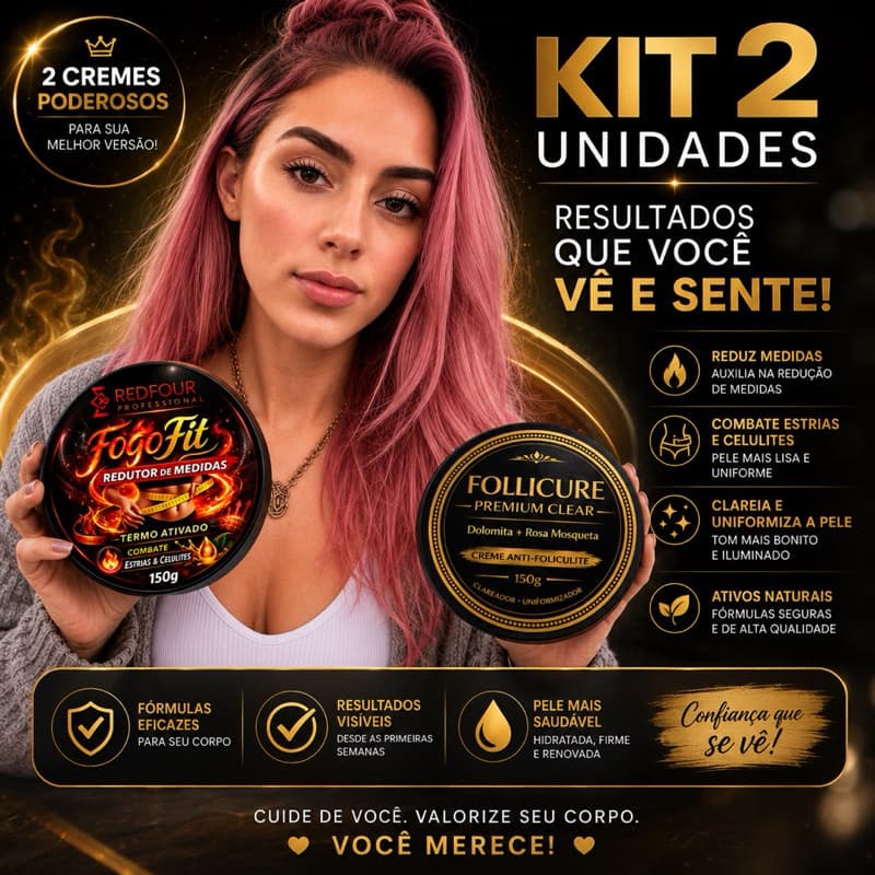 Kit 2 Unidades FogoFit + Follicure Premium Clear 150g | Redutor