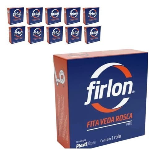 Kit 10 Fita Veda Rosca 12mm X 10 Metros Firlon Branco